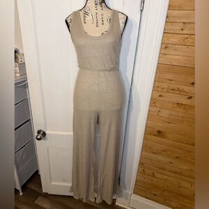 Princess Polly Beige Ribbed Tank Jumpsuit